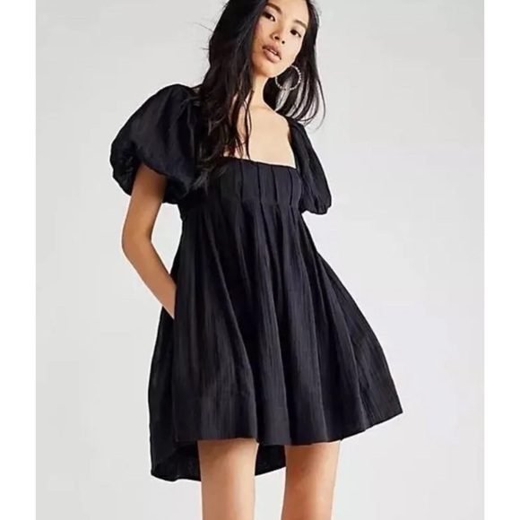 Free People Dresses & Skirts - Free People Marina Endless Summer Black Pleated Mini Dress Size Medium